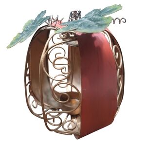 Decorative Metal & Wire Scrollwork Pumpkin Tea Light Candle Holder